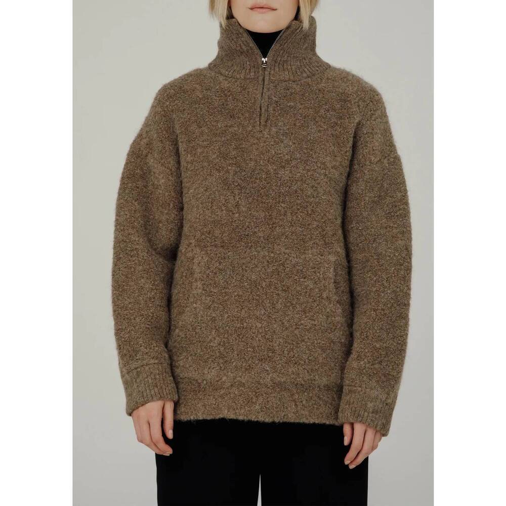 NEW BARE KNITWEAR billy zip sweater in rye